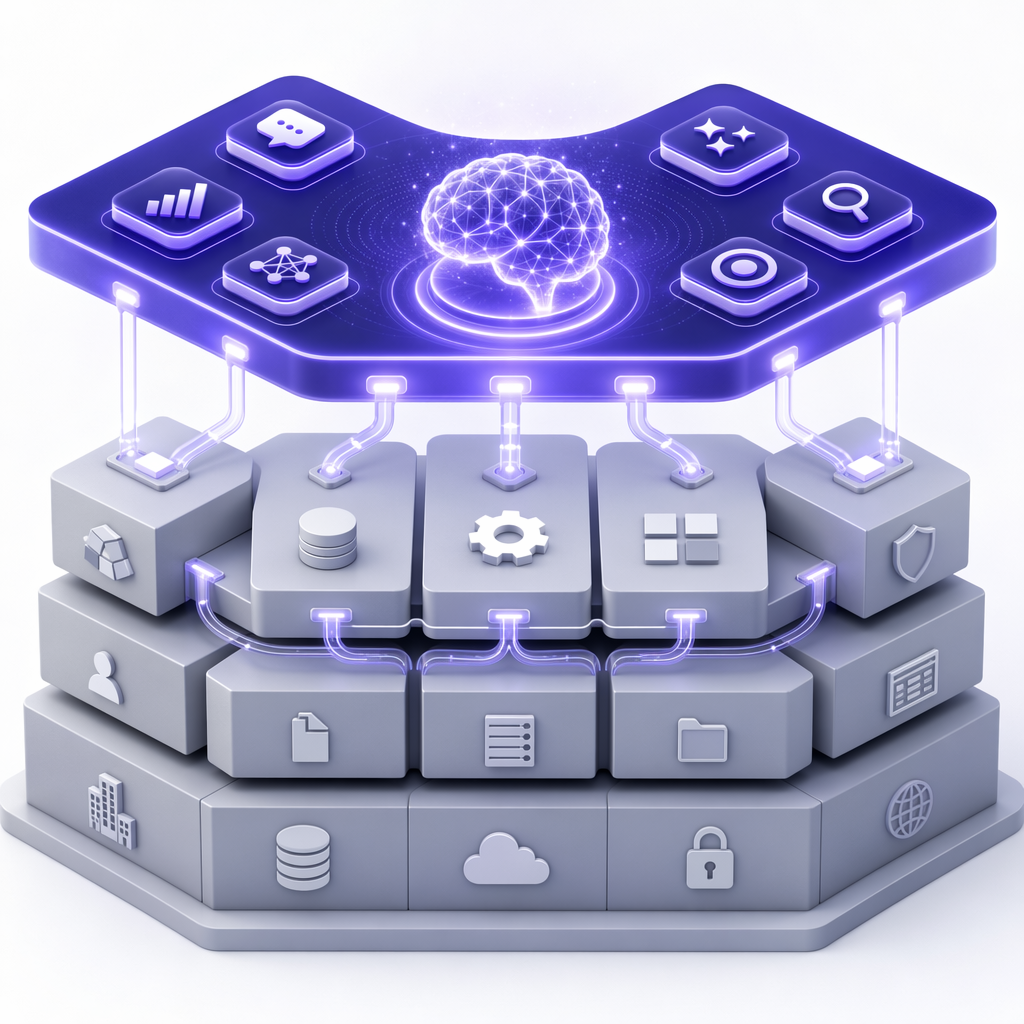 AI integration layer over existing systems — minimal changes, incremental adoption