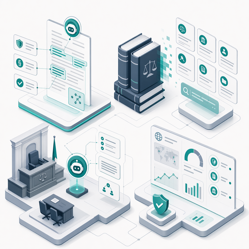 AI legal intelligence platform with contract analysis, automated research, and compliance monitoring