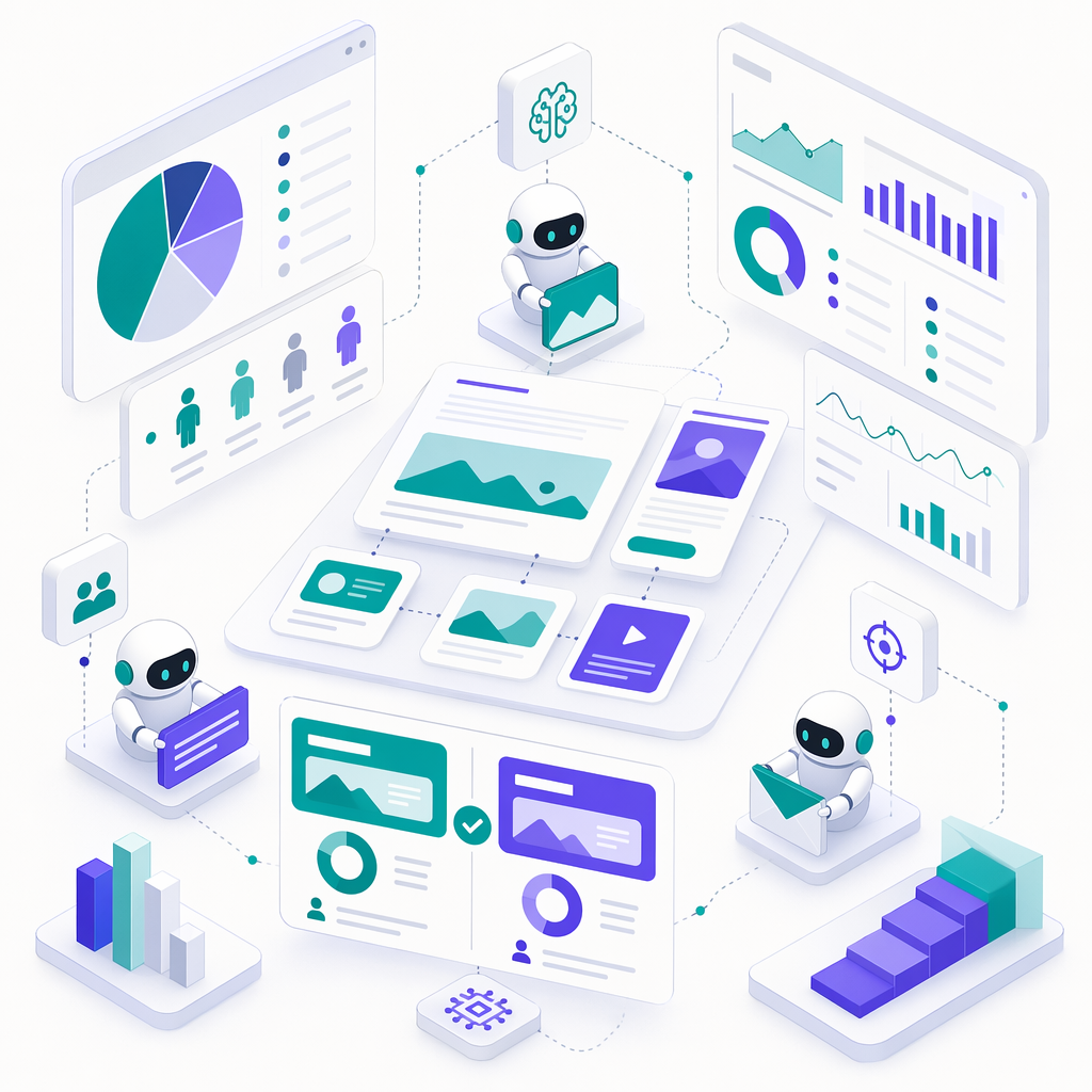 AI marketing platform with content generation, audience segmentation, and campaign performance analytics