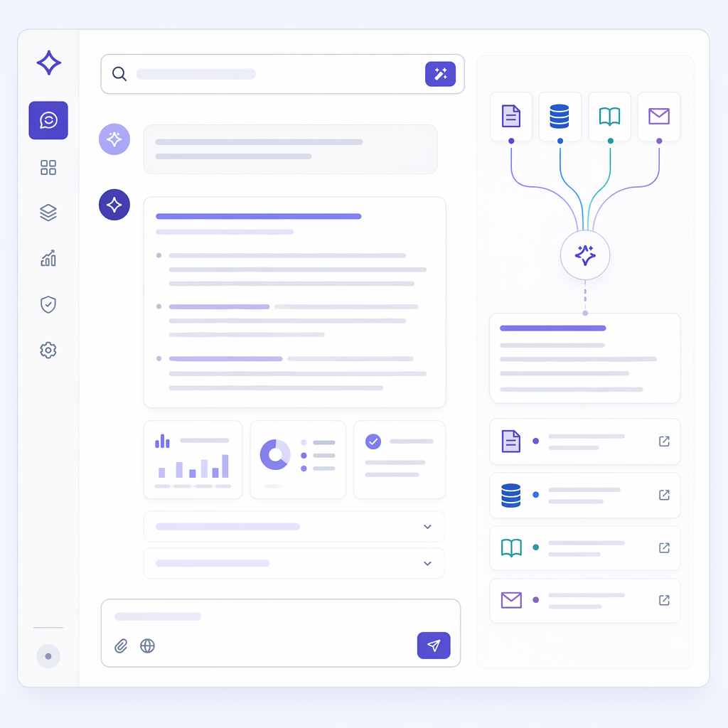 Enterprise knowledge assistant — context-aware answers from CRM, wiki, financial reports, and email with tool execution